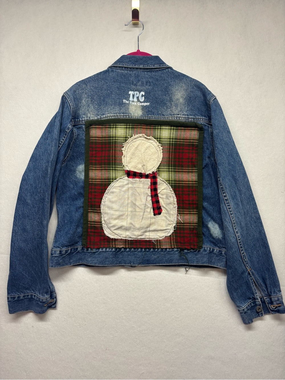U11 Snowman Denim Upcycled Jacket L ptp 19